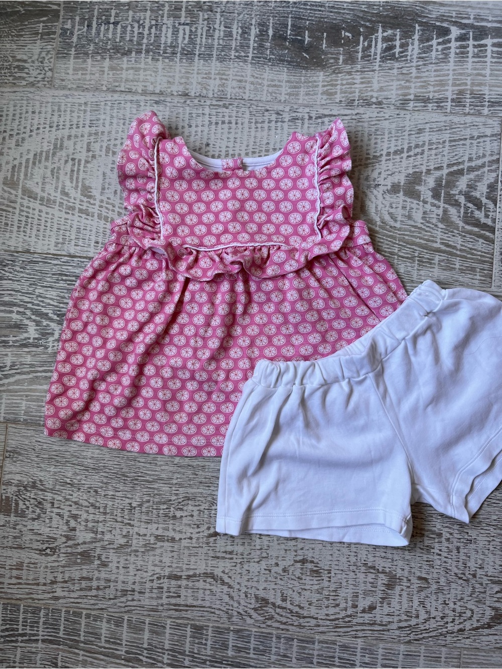 Lila and Hayes 4T Girls Ruffle Top with White Shorts - Kids Set